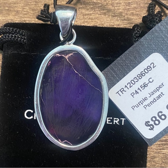 Signed Charles Albert Enhanced Purple Jasper Sterling Silver Necklace - Picture 3 of 8